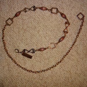 Wooden Antiqued Gold Filigree Disco Loops Chain Belt Vintage Hippie Boho Hipster